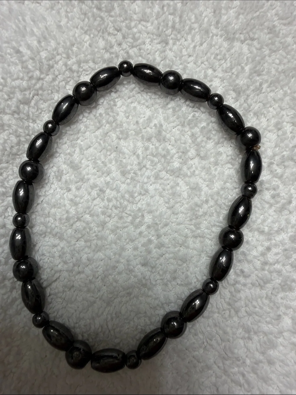 Black Beaded Stretch Magnetic Bracelet Set with Iridescent Accent Bracelet